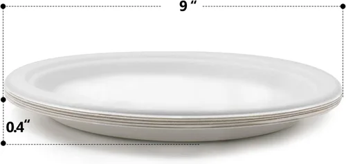 Miniatura 3 de Green Earth - Plato de papel de 9.0 in sin bagazo natural (fibra de caña de azúcar), biodegradable, compostable (500 platos desechables)