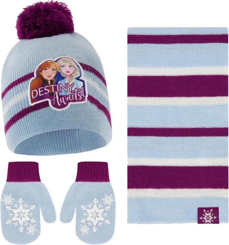 Disney - Juego de gorro de invierno para niñas, bufanda y guantes para niños pequeños, 2-4 o Frozen Elsa & Anna, sombrero, bufandas y guantes para