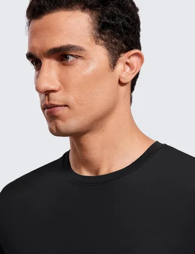 Miniatura 3 de CRZ YOGA Camiseta de manga corta de algodón y poliéster para hombre, ajuste clásico, informal, para entrenamiento, suave, de primera calidad