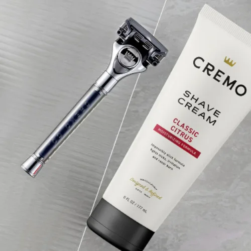 Miniatura 5 de Cremo Juego de regalo original para afeitado para hombres, incluye crema de afeitar Impossibly-Slick de 6 onzas, maquinillas de afeitar cromadas