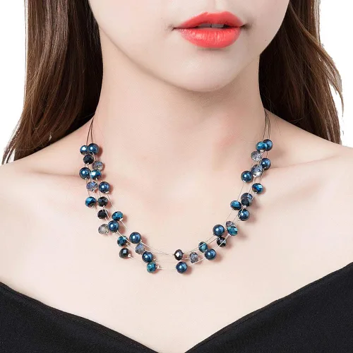 Miniatura 2 de Bulinlin Gargantilla en capas de perlas de río - Collar de joyería de moda para mujer