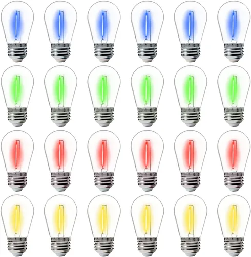 Miniatura 12 de FLSNT Paquete de 48 bombillas LED S14 de repuesto para cadena de luz, bombillas LED impermeables para exteriores, base E26, 2200 K blanco cálido,