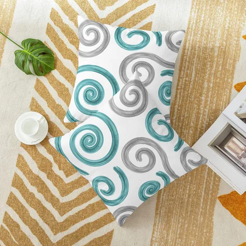 Miniatura 4 de CaliTime Juego de 2 fundas de almohada decorativas de vellón en dos tonos, con textura de concha de mar, geométricas abstractas, para sofá, cama