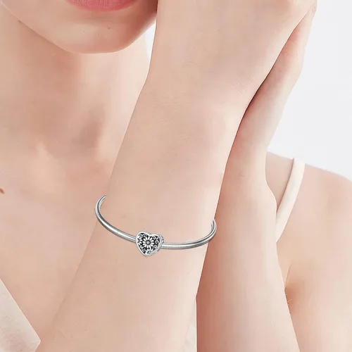 Miniatura 4 de PEIMKO Dije personalizado de plata de ley con diseño de corazón de flor de nacimiento y corazón de flor de nacimiento, pulsera de serpiente, regalo