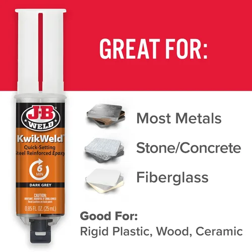 Miniatura 5 de J-B Weld 6 Minute Set Epoxy KwikWeld, Alta Resistencia, Impermeable, Paquete de 2, Gris Oscuro, 50176-2