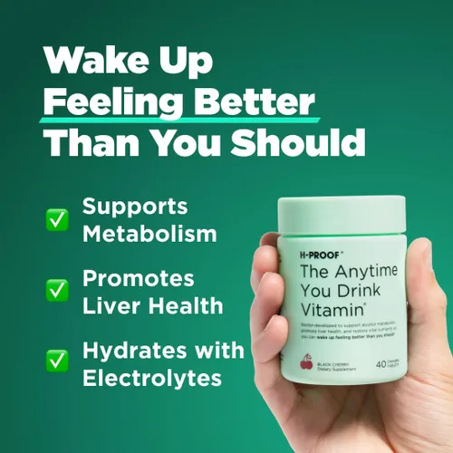 Miniatura 2 de H-PROOF The Anytime You Drink Vitamina, Salud Hepática e Inmunidad Apoyo con electrolitos, cardo mariano y vitaminas B y C – 40 tabletas masticables