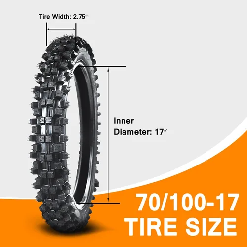 Miniatura 5 de HOLATO Trasero 90/100-14 3.00-14 Delantero 70/100-17 2.75-17 Neumático y Cámara Interior para 110cc 125cc KLX125 KLX140 KX85 TTR125 RM80 TaoTao DB17