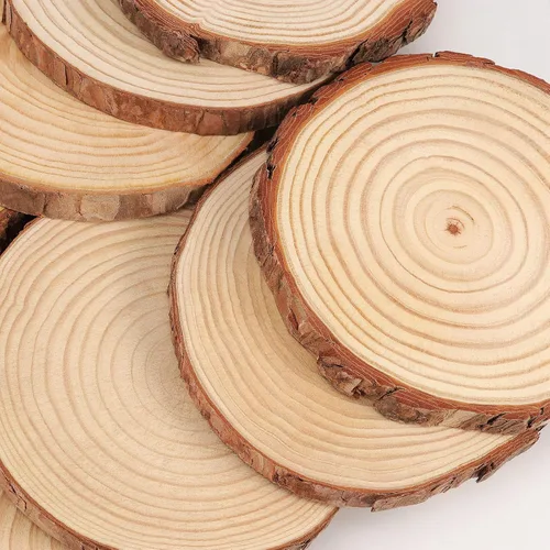 Miniatura 3 de 12 piezas de rebanadas de madera de 6.3 a 6.7 pulgadas para manualidades, rondas de madera sin terminar con corteza, discos redondos de madera