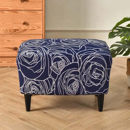 Miniatura 54 de Funda elástica otomana rectangular para taburete, funda de elastano estampada para reposapiés, protector antideslizante para reposapiés, con parte #1