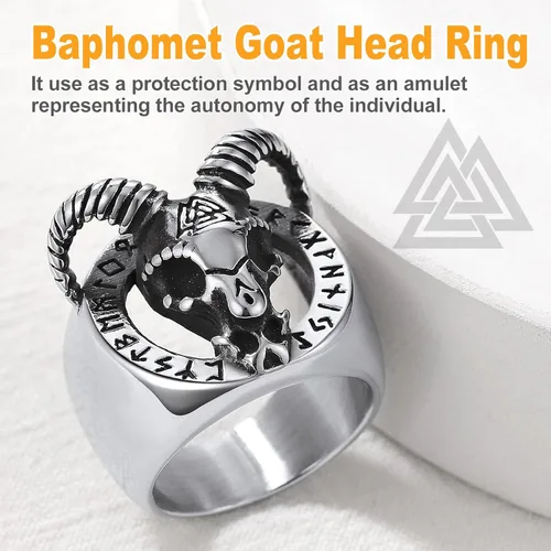 Miniatura 3 de U7 Men's Punk Ring Stainless Steel Black Gold Color Signet Ring, Cool Costume Rings -with Gift Box