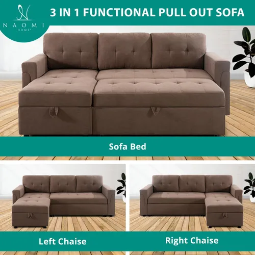 Miniatura 8 de Naomi Home Transforma Cualquier Espacio: Sofá Seccional Reclinable con Sofá Cama Convertible y Chaise Acogedora. Encuentra Comodidad Tranquila