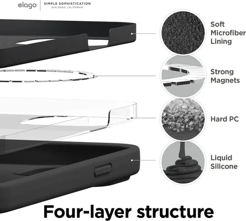 Miniatura 6 de elago Funda magnética compatible con MagSafe y iPhone 13 Pro de 6.1 pulgadas, imanes integrados, silicona líquida, funda protectora, compatible