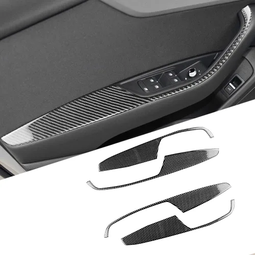 Miniatura 28 de Blazeray Accesorios interiores de fibra de carbono, cubierta decorativa, ajuste adhesivo para Audi A4 B9 2017-2019 (cubierta de perilla central)