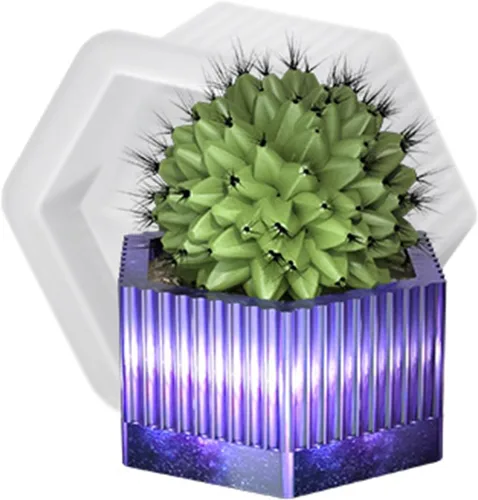 Miniatura 10 de Molde de silicona con diseño de rayas verticales de boca ancha para suculentas, jarrón de cactus para hormigón, resina epoxi, soporte