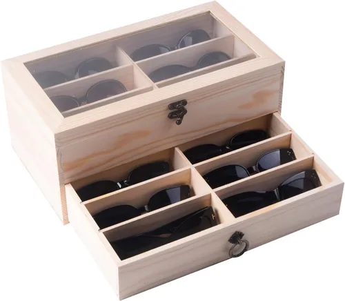 Miniatura 39 de AUTOARK AW-023 - Organizador de cuero para guardar lentes de sol, 12 piezas, color negro, AW-023