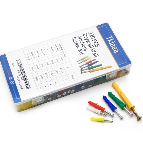 Miniatura 5 de Kit de anclajes y tornillos para paneles de yeso, 220 piezas, 110 anclajes de plástico, 110 tornillos de pared, incluye 6 anclajes de pared