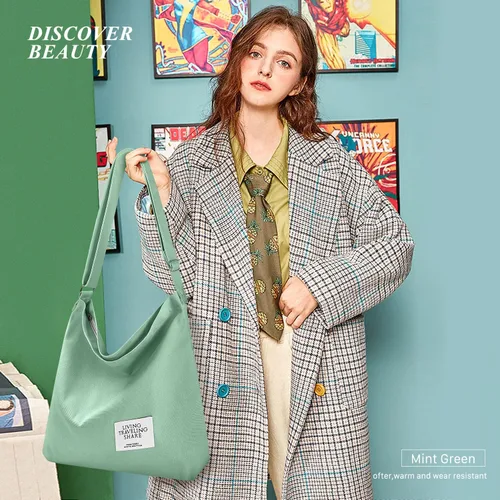 Miniatura 5 de Bolsos de hombro de lona para la escuela, estilo hobo universitario, bolsos de mano para estudiantes, bolsos casuales de compras, trabajo, bolsa