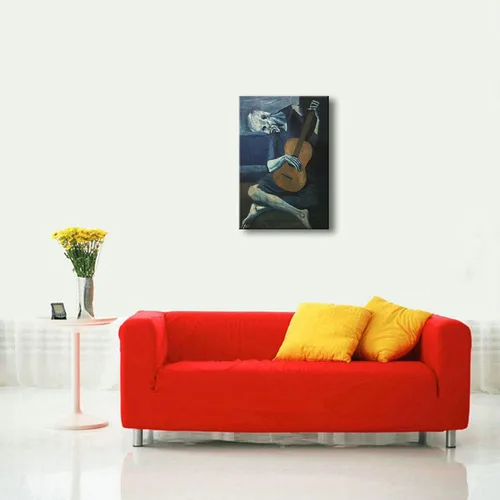 Miniatura 5 de Wieco Art Lienzo impreso con texto en inglés "The Old Guitarist" de Pablo Picasso, lienzo abstracto para decoración de pared y decoración de oficina