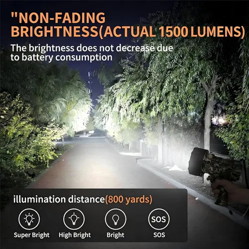 Miniatura 3 de BUYSIGHT Linterna Reflector Recargable, 1,000,000 lúmenes Reflector de Mano Linterna Impermeable Lámpara de Caza con Filtro Rojo (Verde Camuflaje)