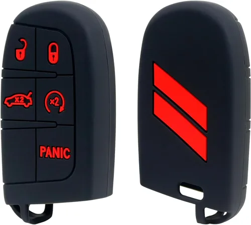 Cubierta para llavero REMOCH para accesorios Dodge, estuche para llave de 5 botones para Dodge Charger Challenger Dart Durango Journey, control Rojo