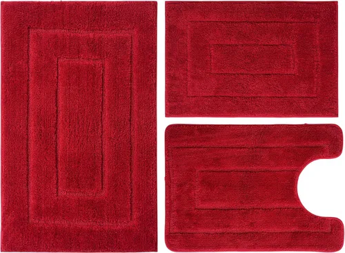 Miniatura 10 de Juego de 3 alfombras de baño, con alfombra de inodoro en forma de U de 20 x 28 pulgadas, ultra absorbente de agua y súper suave, antideslizante