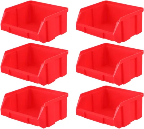DOITOOL Cajas de cajas de plástico con tapas, cubos de almacenamiento pequeños, cubos de almacenamiento apilables montados en la pared rojos con