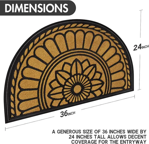 Miniatura 3 de Mibao Tapete semicircular para puerta, tapete antideslizante de bienvenida para entrada, tapetes de goma duraderos, felpudo de bajo perfil Amarillo