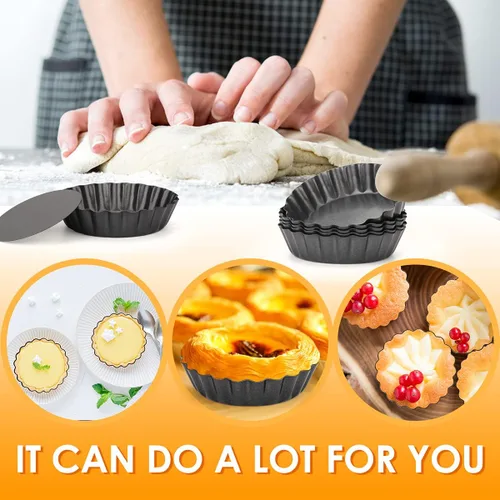 Miniatura 6 de 6 moldes para tarta de huevo, mini sartenes de 3 pulgadas con parte inferior extraíble, molde para magdalenas para magdalenas, molde de hojalata