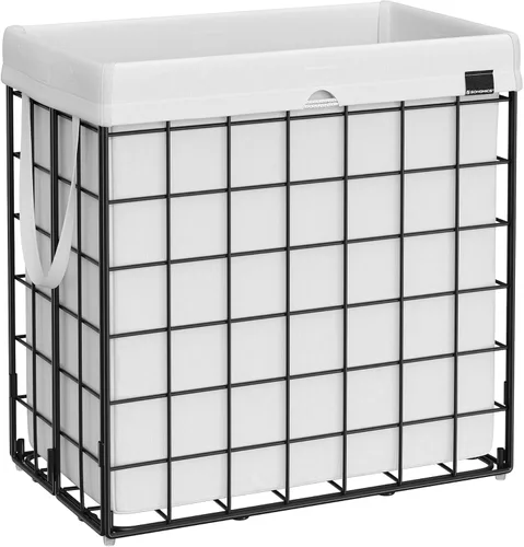Miniatura 13 de SONGMICS Cesta para la ropa sucia, 23.8 galones (90 litros) Cesta de ropa, Cesta para ropa plegable, Forro extraíble y lavable, Marco de alambre