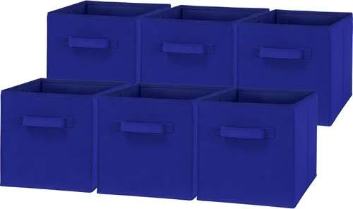 Miniatura 8 de Simple Houseware Contenedores de almacenamiento plegables de 11 pulgadas, color beige, paquete de 6 cubos de tela organizadores para armario