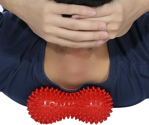Miniatura 7 de Bola de masaje Masajeador de maní Dolor Músculo Steess Pie Alivio miofascial Pelota Fitness Ejercicio Movilidad Bola de maní (rojo)