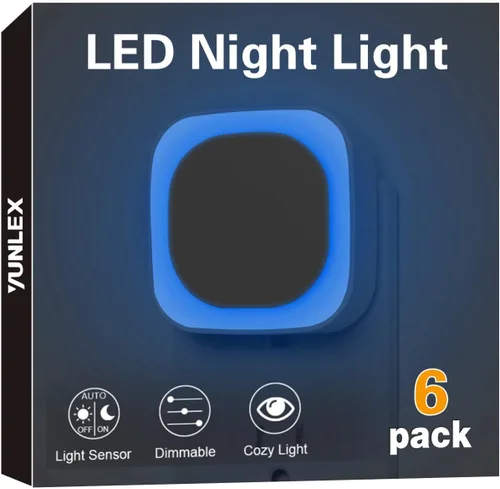 Miniatura 12 de YUNLEX - Pack de 4 luces nocturnas de luz blanca cálida, cuidado suave para los ojos con brillo suave regulable y reflexión indirecta, sensor