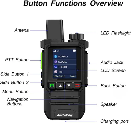 Miniatura 6 de Walkie Talkies globales gratuitos de por vida, radio 4G PoC, radio nacional, radio PTT bidireccional de larga distancia con linterna para equipos