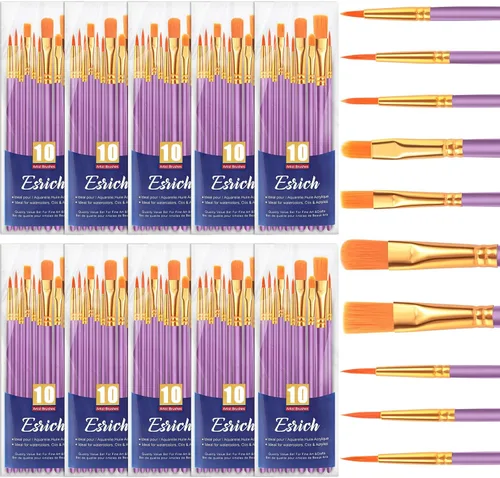 Miniatura 22 de ESRICH Juego de 2 pinceles de pintura, 2 paquetes de 20 piezas, juego de pinceles de pintura acrílica, pinceles de nailon acrílico para acuarela