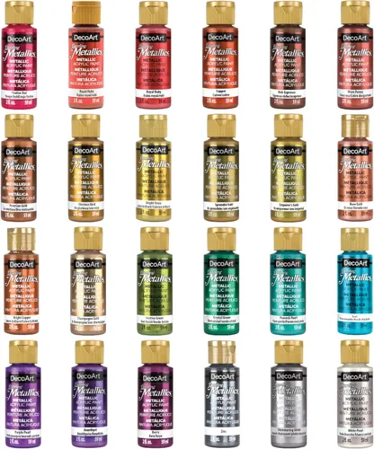 Miniatura 8 de DecoArt Americana Pinturas Acrílicas DAZZLING METALLICS, Juego de 18 Colores Populares, Botella de 2 fl oz (Paquete de 18)