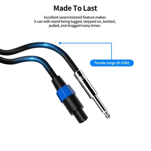 Miniatura 4 de Paquete de 2 cables de altavoz de audio de 6 pies a 1/4 pulgadas, cable de altavoz de audio profesional de 12 AWG con bloqueo giratorio