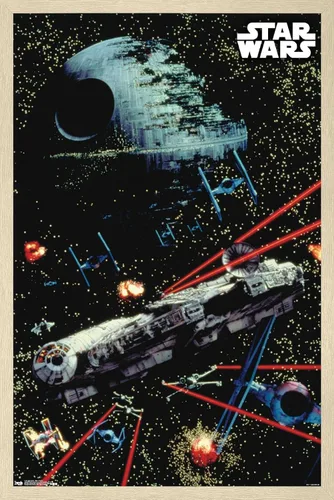 Miniatura 13 de Trends International Star Wars: Saga - Póster de pared de batalla espacial, 14.725 x 22.375 pulgadas, versión enmarcada de madera de granero