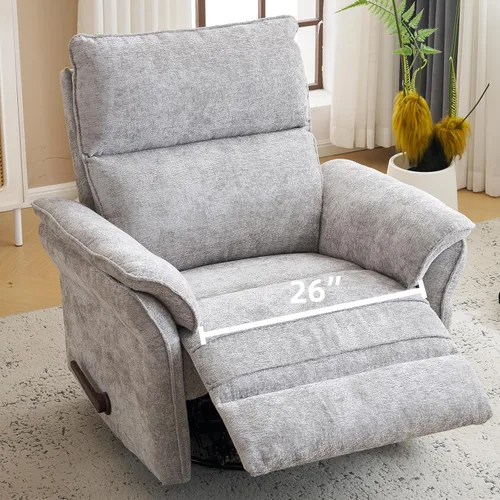 Miniatura 12 de Rocking Chair Nursery with Adjustable Headrest,Manual Swivel Rocker Recliner Nursery Chair with Overstuffed Armrest,Glider Rocker Recliner for