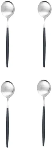 Miniatura 14 de Cuchara de té mate, cubiertos de acero inoxidable para café, vajilla pequeña agitadora de 5.11 pulgadas, color negro