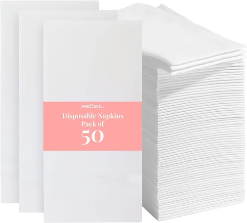 Miniatura 8 de Prestee 200 toallas de mano de papel desechables que se sienten como servilletas de lino, 2 capas, toallas de invitados, servilletas de papel