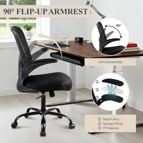 Miniatura 7 de Flysky Juego de 10 sillas ergonómicas de escritorio para oficina en casa, soporte lumbar, silla giratoria de malla transpirable para computadora