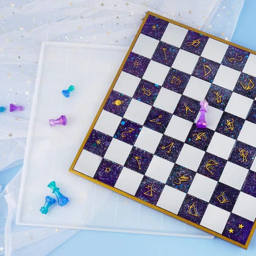 Miniatura 5 de NiArt Kit de moldes de silicona para fundición de resina de 11 x 11 pulgadas, juego de tablero y piezas 3D, manualidades, bandeja epoxi UV