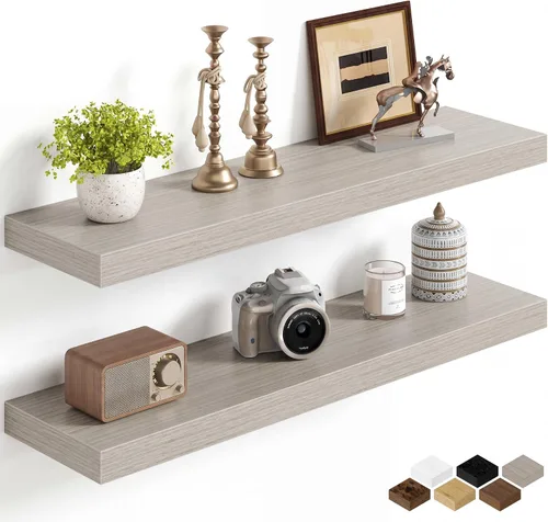 Miniatura 28 de Fun Memories Estantes flotantes de 16 pulgadas para pared, estantes de 8 pulgadas de profundidad para baño, dormitorio, cocina, montaje en pared
