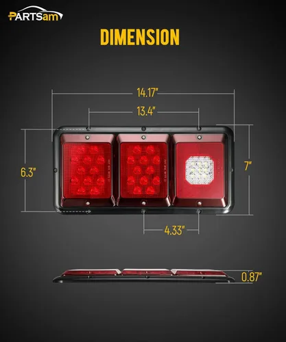 Miniatura 7 de Partsam 2 luces LED de triple cola 45 LED, montaje vertical u horizontal, luces traseras LED rectangulares de montaje vertical u horizontal, luces