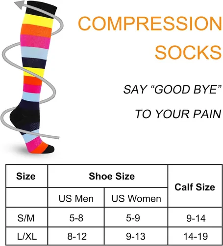 Miniatura 2 de Double Couple 3 pares de calcetines de compresión para mujeres y hombres de 20 a 30 mmhg, calcetines altos hasta la rodilla para deportes, correr
