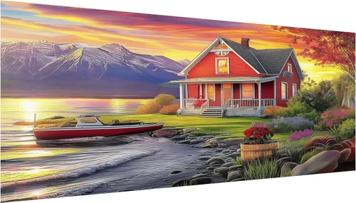 Miniatura 11 de DOTZSO Kits de pintura de diamantes de playa para adultos, fácil de bricolaje 5D redondo completo kit de arte de diamantes de punto de diamante