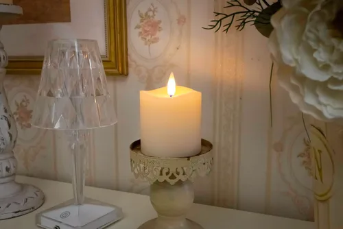 Miniatura 5 de Velas de pilar sin llama parpadeantes con temporizador remoto, velas LED que funcionan con pilas de hasta 400 horas, velas de cera real con llama