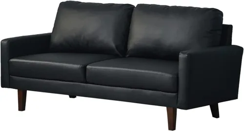 INSTORY Sofá de cuero Sofá moderno con patas de madera para sala de estar, oficina - negro