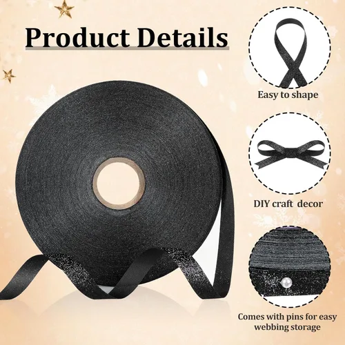 Miniatura 4 de Syhood Cinta con purpurina de 50 yardas de 3/8 pulgadas de ancho, impermeable, brillante, para manualidades, envoltura de boda, decoración de San