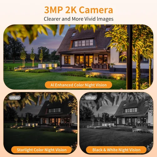 Miniatura 3 de Cámara de ventana de 3 MP 2K, cámara WiFi de 2.4 GHz y 5 GHz para interiores y exteriores, para seguridad en el hogar con visión nocturna a